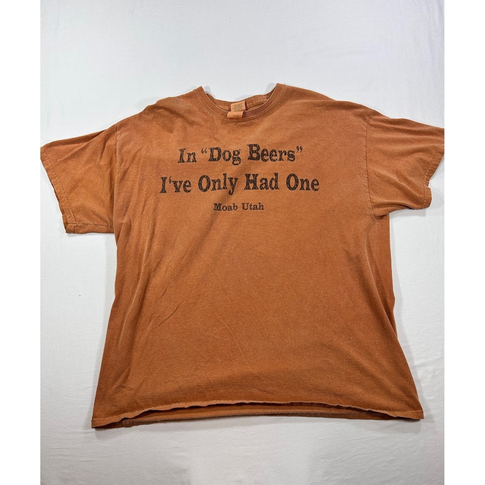 Gildan Ultra Cotton Moab Utah Dog Beers Graphic T-Shirt Orange XL
